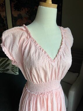 Betsey Johnson Pink Smocked Waist Maxi Dress